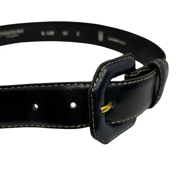 Yves Saint Laurent Navy Leather Belt